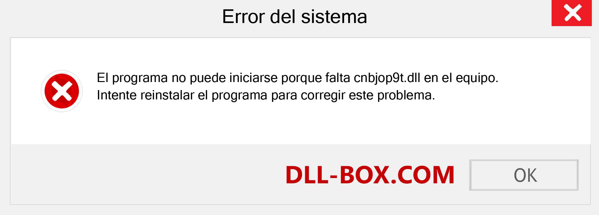 ¿Falta el archivo cnbjop9t.dll ?. Descargar para Windows 7, 8, 10 - Corregir cnbjop9t dll Missing Error en Windows, fotos, imágenes